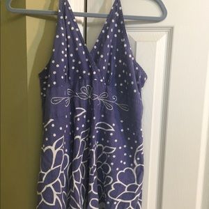 Blue and White sundress with embroidery detail